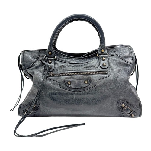 BALENCIAGA The City Black Leather Handle Bag
