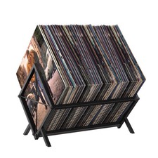 Vinyl Record Storage Holder - 80-100 LP Vinyl Organizer, Metal Record Display...