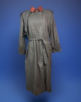 VTG Gray Trench Coat Doorman Raincoat Zip Liner by Towne Limits Women's 16 LONG