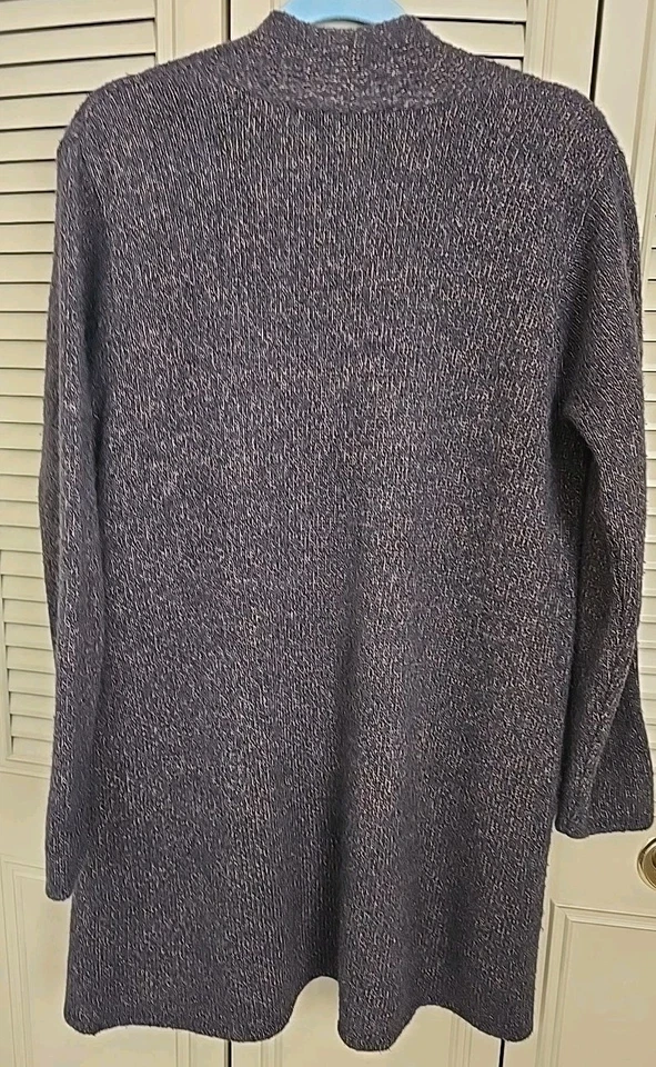 Cárdigan Suéter Para Mujer Eileen Fisher Lana Italiana Frente Abierto Marrón/Dorado Talla M Foto 2 de 4