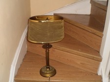 vintage brass table lamp with olive velvet shade