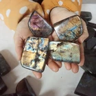 5Kg 11LB 40Pcs Natural Rainbow Labradorite Quartz Crystal Palm Stone Decoration