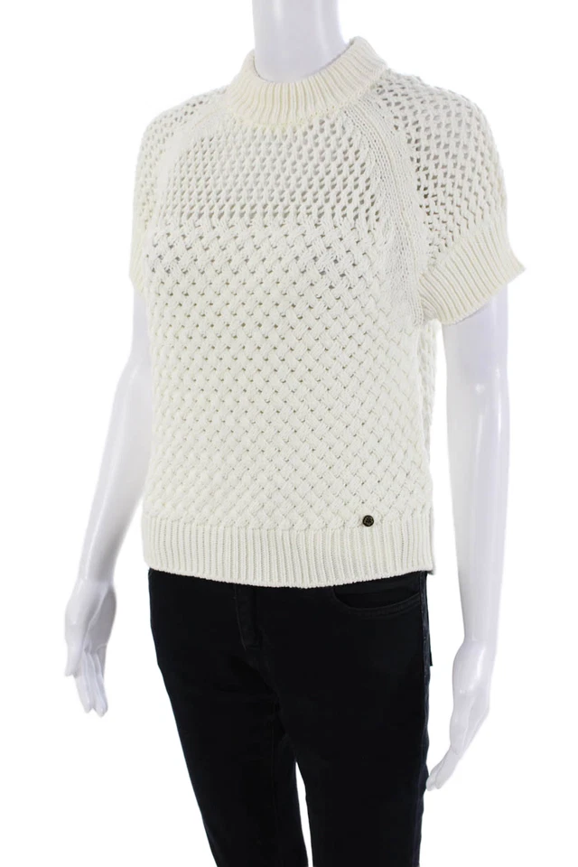 Suéter Ted Baker London Mujer Tejido Mangas Cortas Blanco Algodón Talla 1 Foto 2 de 4