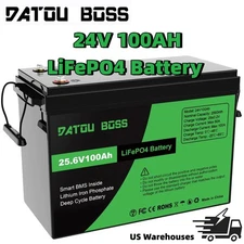 24V 100Ah LiFePO4 Battery 15000+ Deep Cycles RV Off-Grid Solar Camping 100A BMS