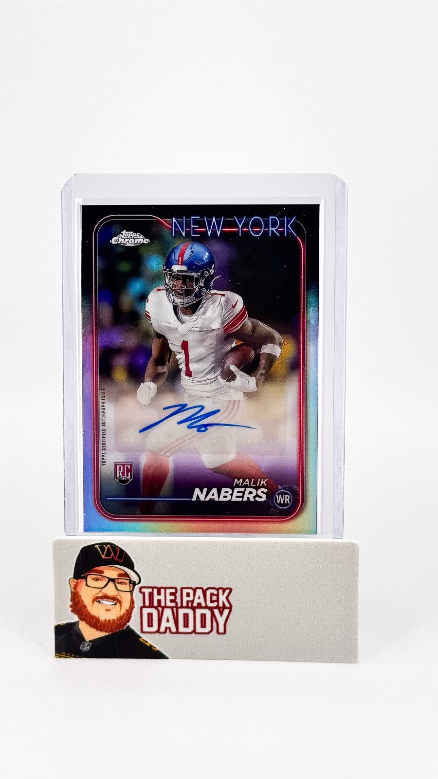 Malik Nabers 2024 Topps Chrome Refractor Auto RC NY Giants #RA-MNA