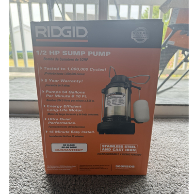 #ad RIDGID 1 2 HP Submersible Sump Pump Stainless Steel Cast Iron 500RSDS $135.00
