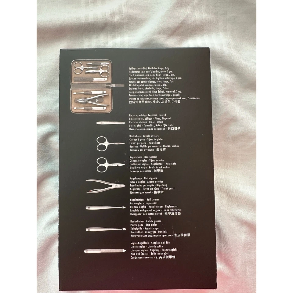 Zwilling Henckels TWINOX Taupe 7 Piece Manicure Set Grooming Kit with Case NEW - Image 2 of 4