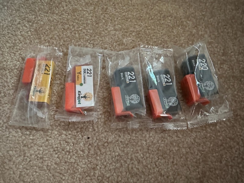 Kingjet  220/221 Ink Cartridges - 2 Yellow 221, 2 black 221 , 1 black 220