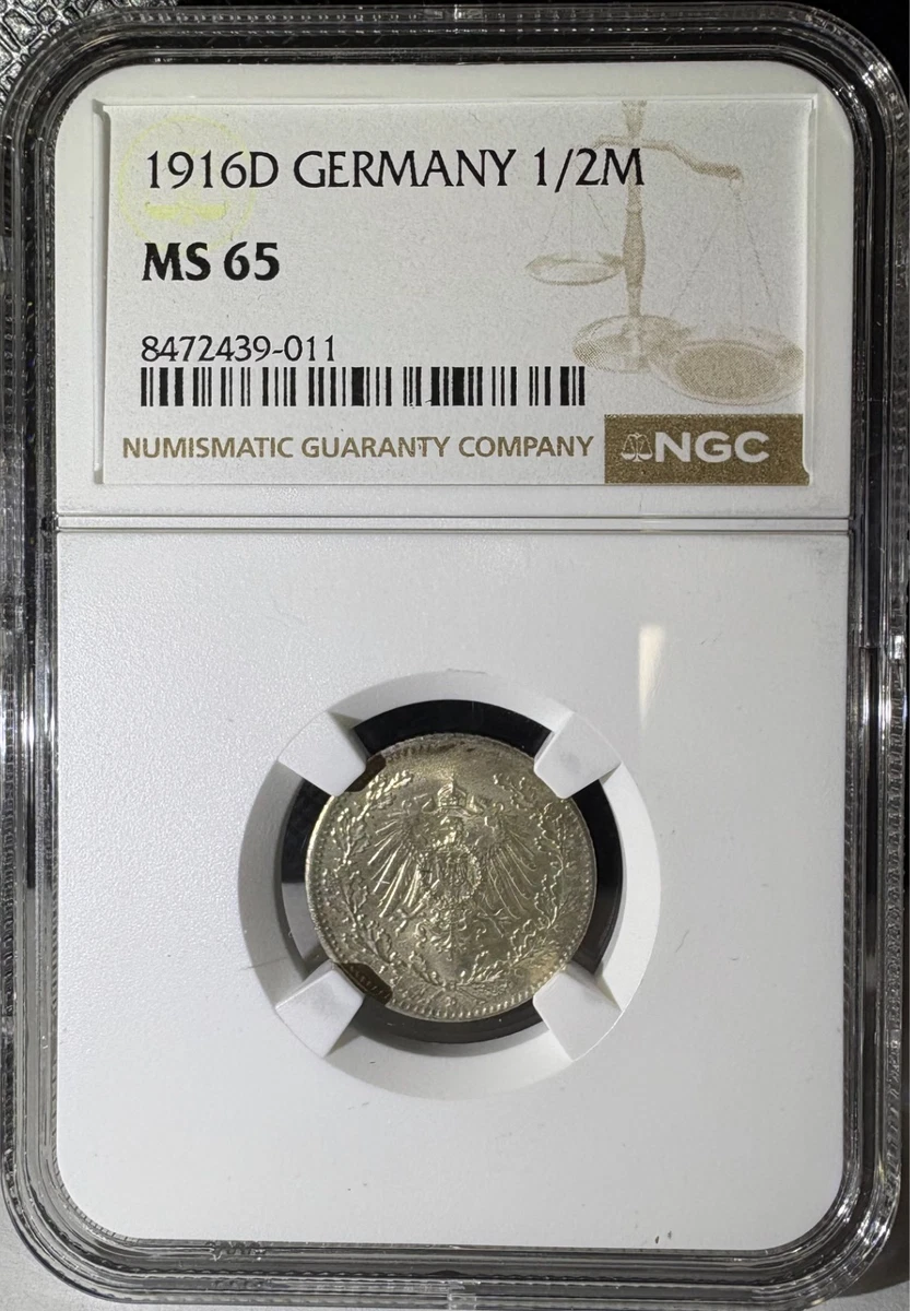 高鑑定　NGC-MS65　ドイツ帝国　1917D　 1/2Mark 　銀貨 高鑑定 NGC-MS65 ドイツ帝国 1917D 1/2Mark 銀貨 高鑑定 NGC-MS65