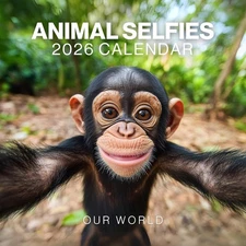 Animal Selfies 2026 Calendar - Large 12 Month 2026 Wall Calendar - Month to View