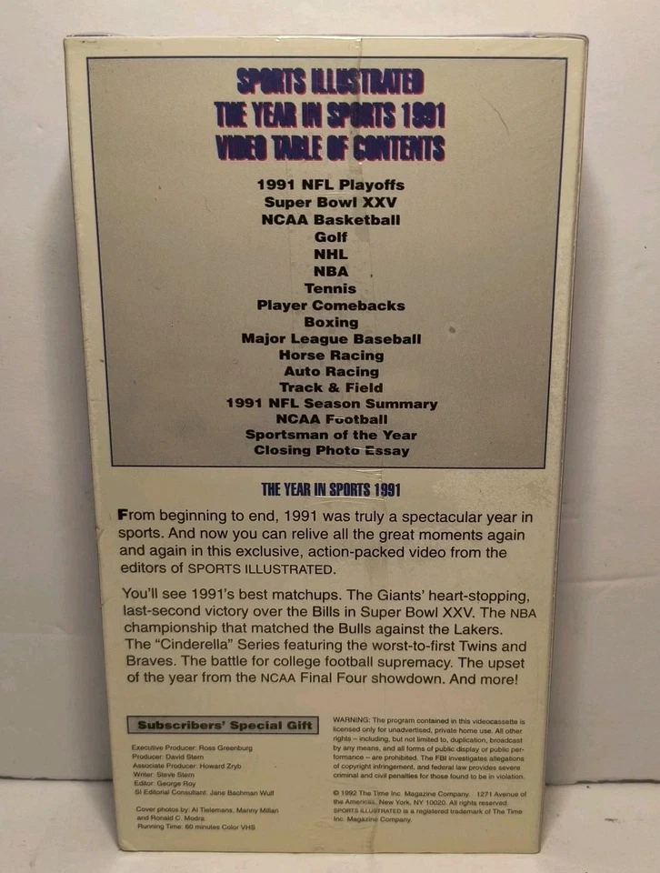 Sports Illustrated: The Year in Sports 1991 VHS Jordan Sealed - Image 2 of 4