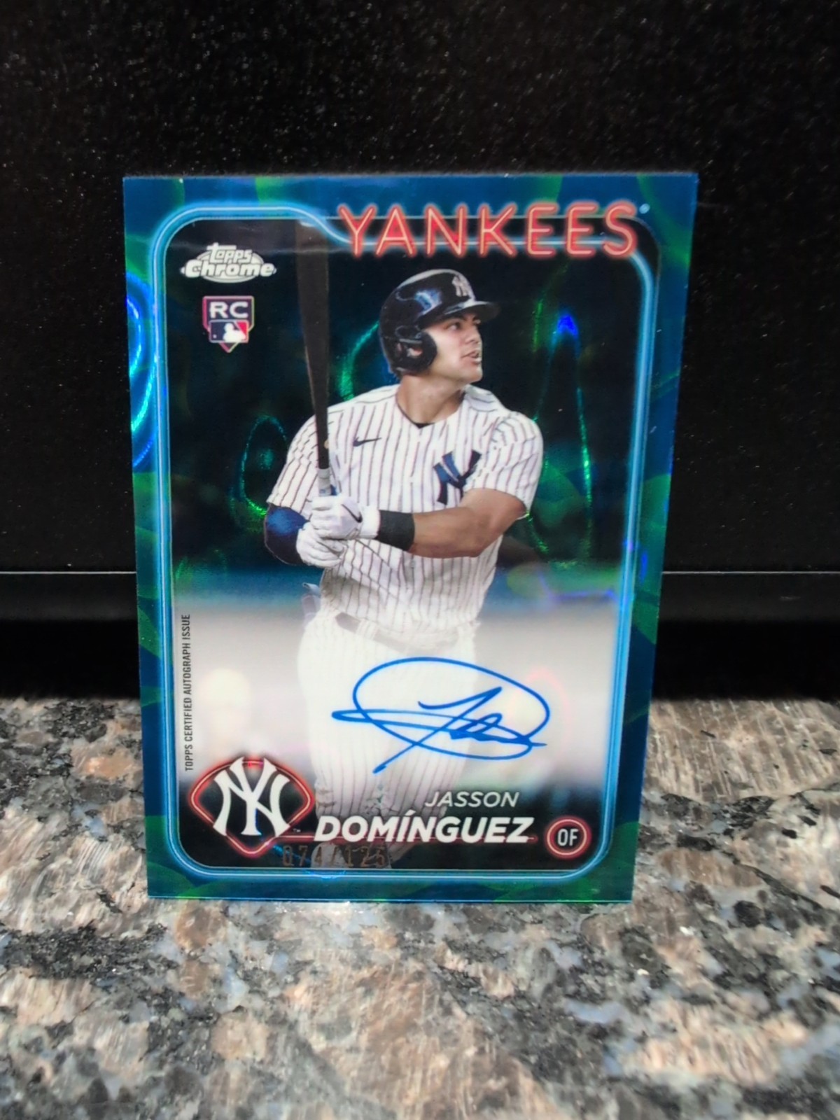 2024 Topps Chrome Jasson Dominguez RC Purple Refractor Auto #RA-JDZ  #’d /250
