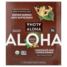 Organic Protein Bars, Chocolate Chip Cookie Dough, 12 Bars, 1.98 oz 56 g Each