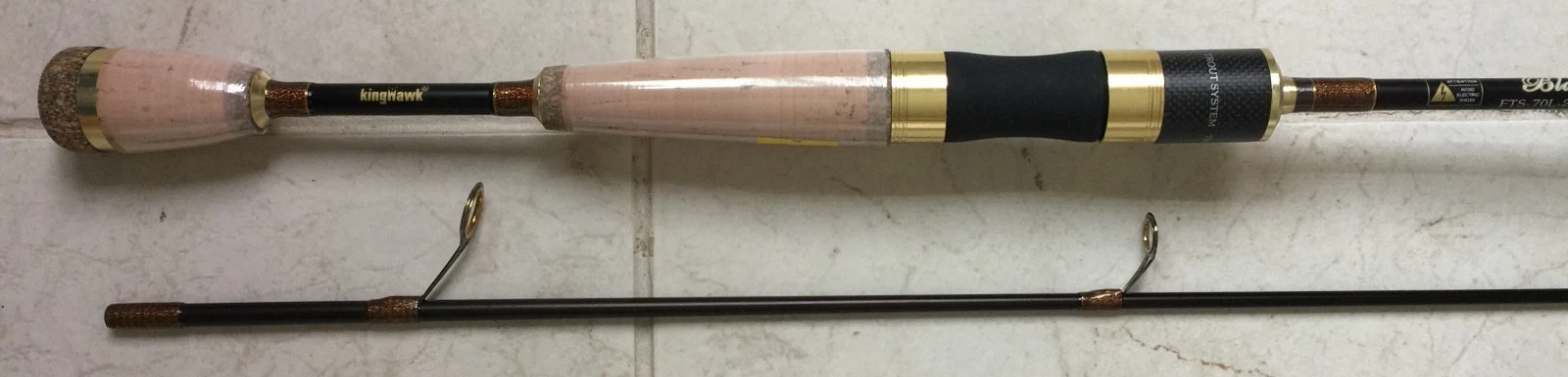 High modulus Graphite Trout Spin Rod - 2 section 7'0" - Light Guides -New