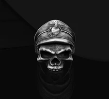 Gothic Skull Oxidized Ring 925 Sterling Silver Handcrafted Ring Duty Free