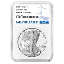 Presale - 2025-S Proof $1 American Silver Eagle NGC PF69UC ER Blue Label
