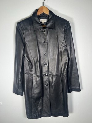 Vintage 80s Casual Corner GORGEOUS black leather car coat M retro streetwear