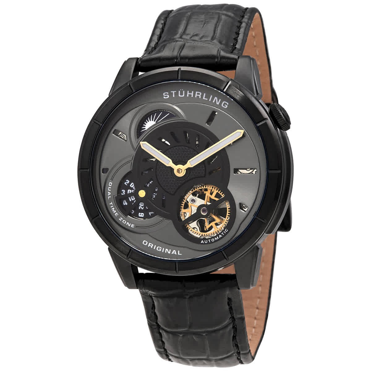 Оригинальные мужские часы Stuhrling Legacy с черным циферблатом M15401