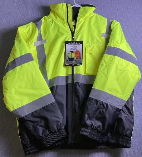 RADWEAR high visibility bomber jacket weatherproof with hood Size XL READ DESCRI - product listing photo