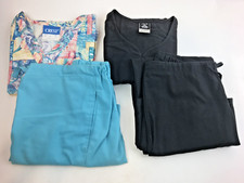 2 Sets Scrubs Matching Coordinated Tops/Pants Different Designs/Colors Sz S/XS