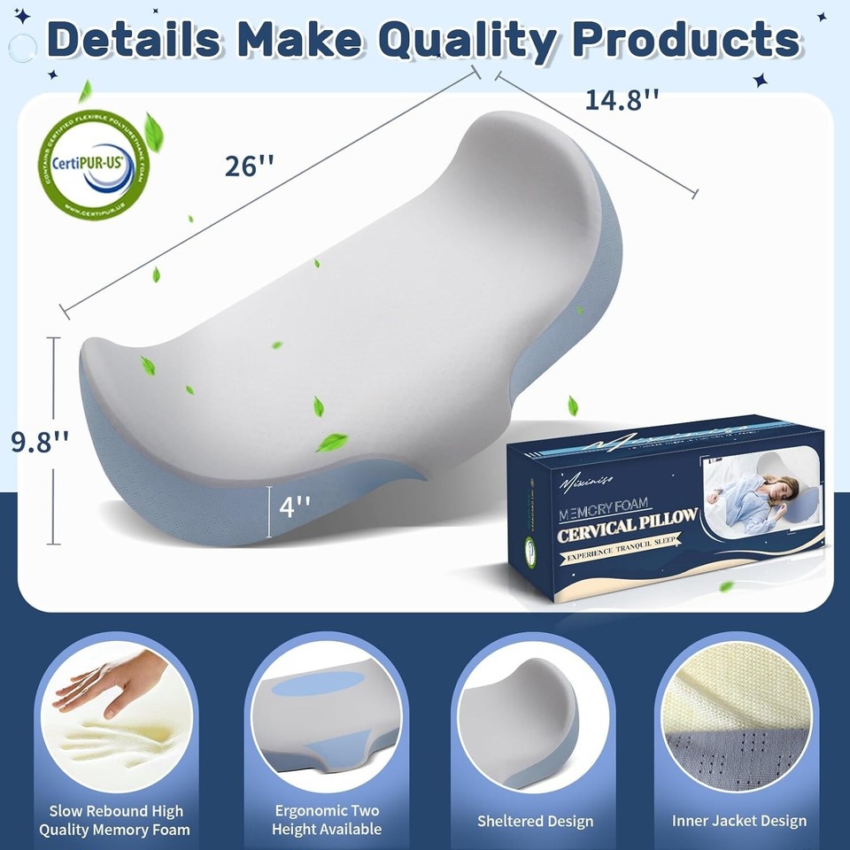 Cervical Neck Pillow, Side Sleeper Pillows for Neck and Shoulder
