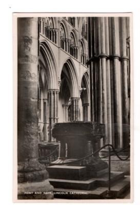 LINCOLN CATHEDRAL; SCHRIFT UND SCHIFF; ALTE POSTKARTE; UNGEBRAUCHT*C2