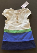 NWT Gymboree Flower Showers 3 3T Blue Navy Green Ivory Pieced Colorblock Dress