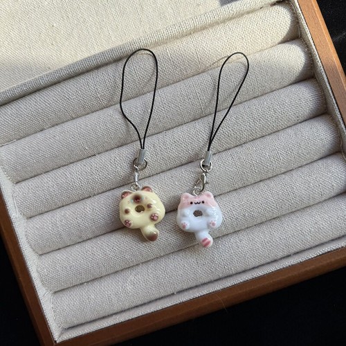 1PC Cat Cookie Phone Charm Strap Soft Kawaii Kitty Couple Keychain Pendant - 第 4/18 張圖片