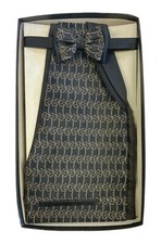 Men's Vintage Black Tuxedo Vest and Bow Tie Set Retro Fit All 34-48 Jacket