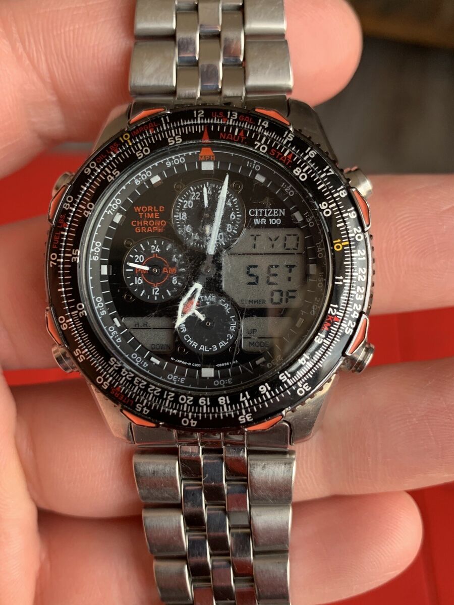 AUTHENTIC CITIZEN WORLD TIME CHRONO NAVIHAWK ANADIGI JAPAN AUTHENTIC CITIZEN WORLD TIME CHRONO NAVIHAWK ANADIGI JAPAN