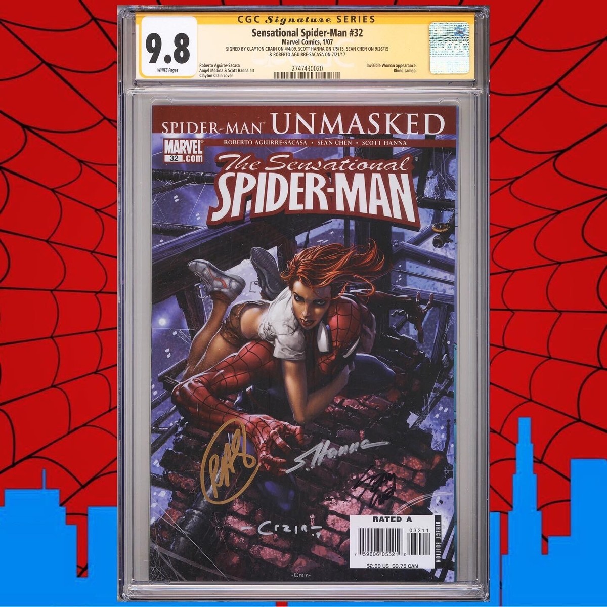 CGC 9.8 SS Sensational Spider-Man #32 signed by Crain Hanna Chen