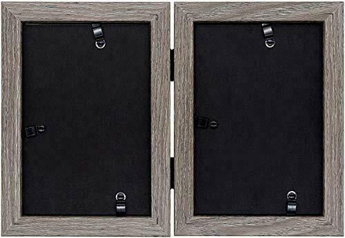4x6 Grey Double Picture Frames for 2 Photos Desk Folding Collage Real Glass - Bild 2 von 7