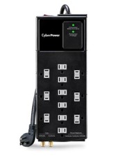 CyberPower Surge Protector - 12 Outlets, 8ft Cord, 4350 Joules - For Electronics