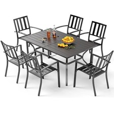 7 Piece Outdoor Patio Dining Set Metal Table 4 Chairs with 1.57" Umbrella Hole