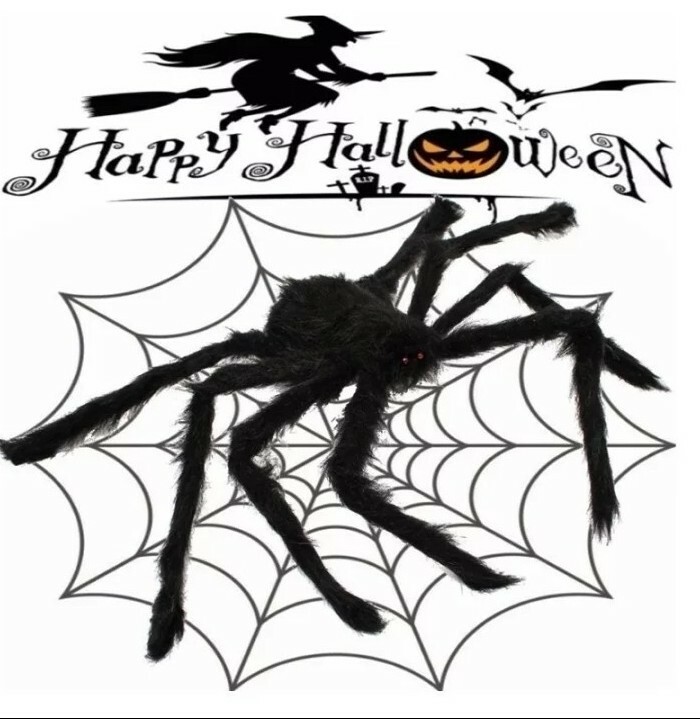 Araignée géante Halloween 2m pour effrayer les passants devant la maison