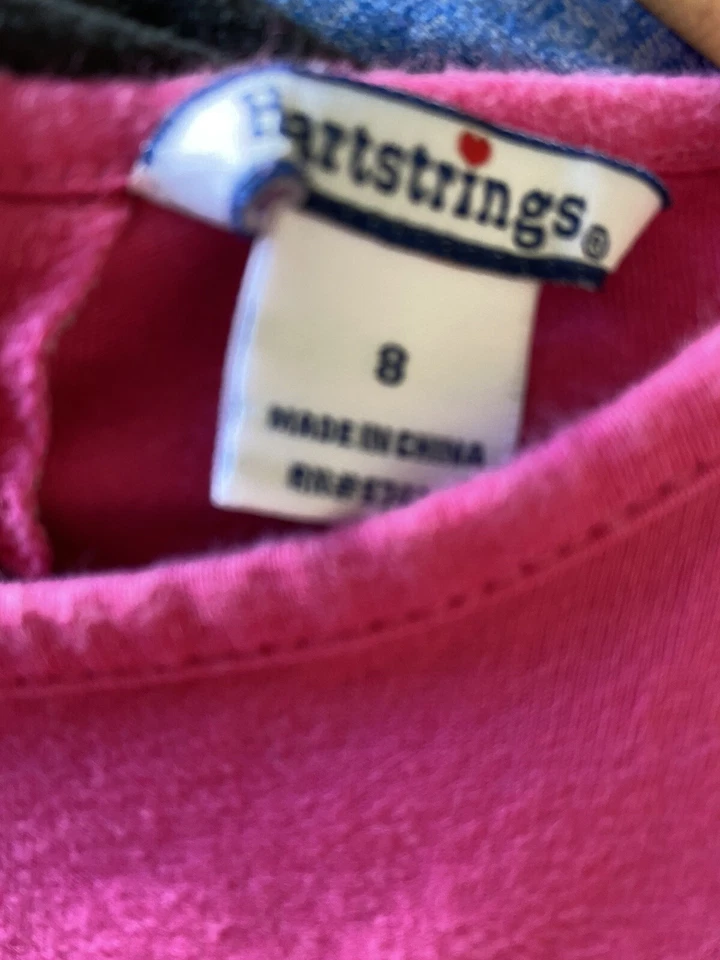 Blusa de algodão Hartstrings feminina tamanho 8 manga longa babados rosa fushia - Imagem 3 de 4