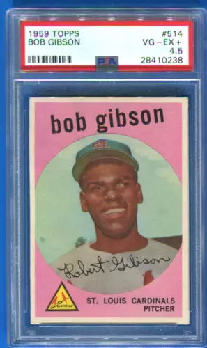 1959 Topps High # 514 Bob Gibson HOF RC PSA 4.5 No Creases, High End Example