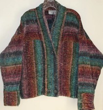 Fiber Artist Elizabeth Jenkins Handwoven Art Colorful Jacket Coat M L Xl