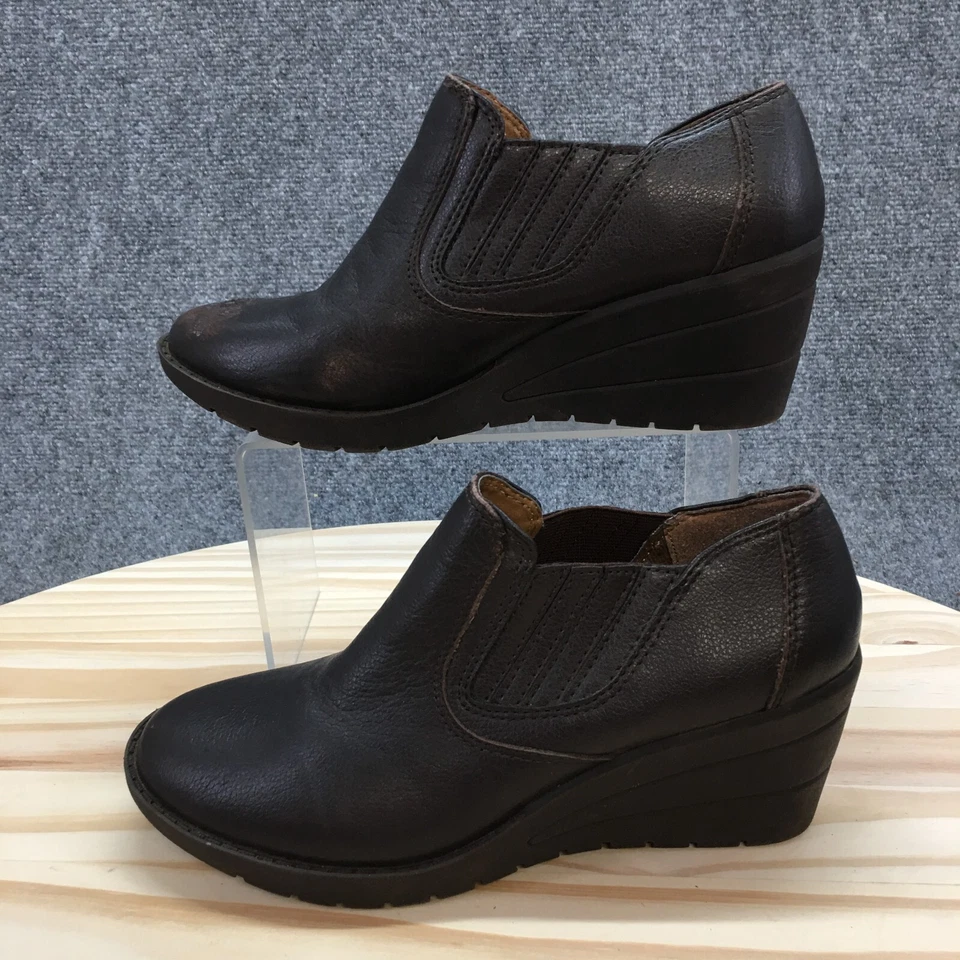 I Love Comfort Boots Womens 6.5 M Deidre Ankle Booties Wedge Brown Leather - Image 2 of 4