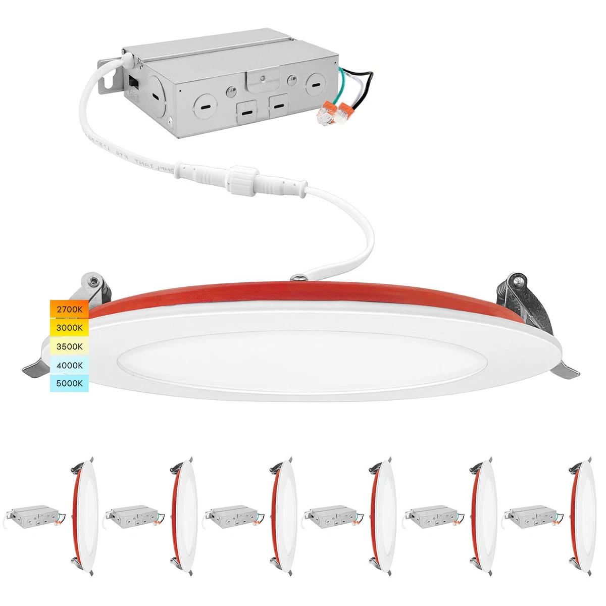 Luxrite 6 Pack 6 Inch LED Fire Rated Recessed Lights 5CCT Dimmable