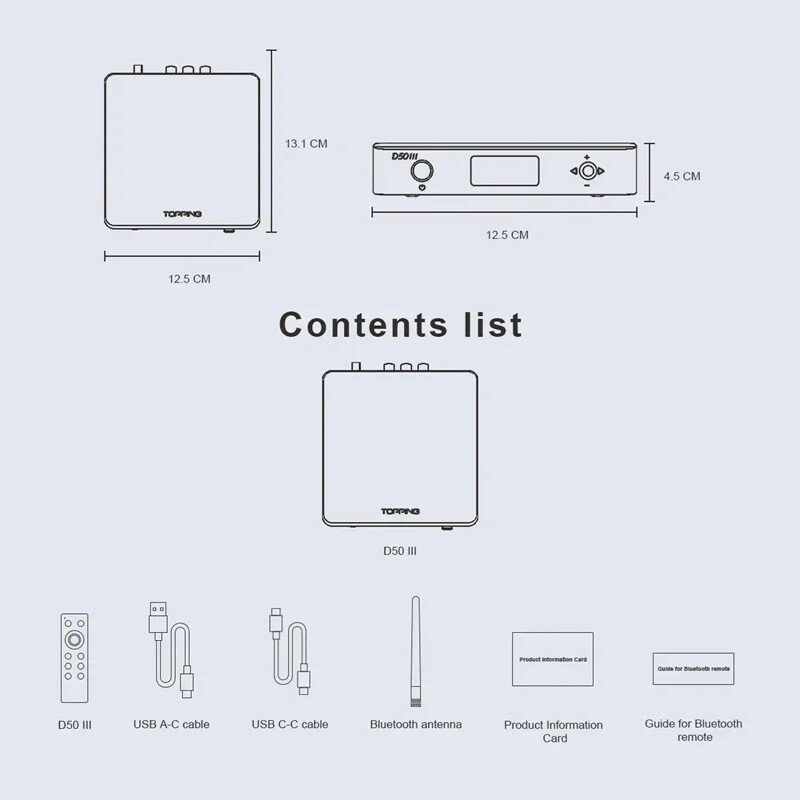 TOPPING D50 III Desktop HiFi DAC Decode Hi-Res Audio Dual ES9039Q2M ...