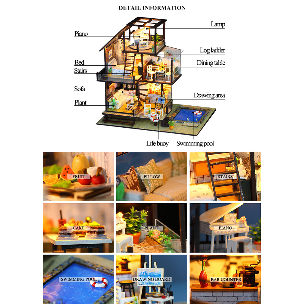 am günstigsten online verkaufen 3D DIY Miniatur Puppenhaus