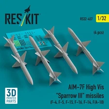 AIM-7F High Vis Sparrow III missiles 4pcs 1:32 ResKit RS32-0457 for Scale Model
