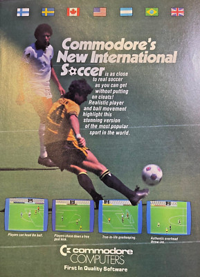 1984 Magazine Advertisement Commodore Computers International Soccer Game