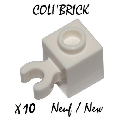 Lego 30241b - 10x Stein 1x1 mit Clip vertikal - Blanc / Weiß - 60475b NEU