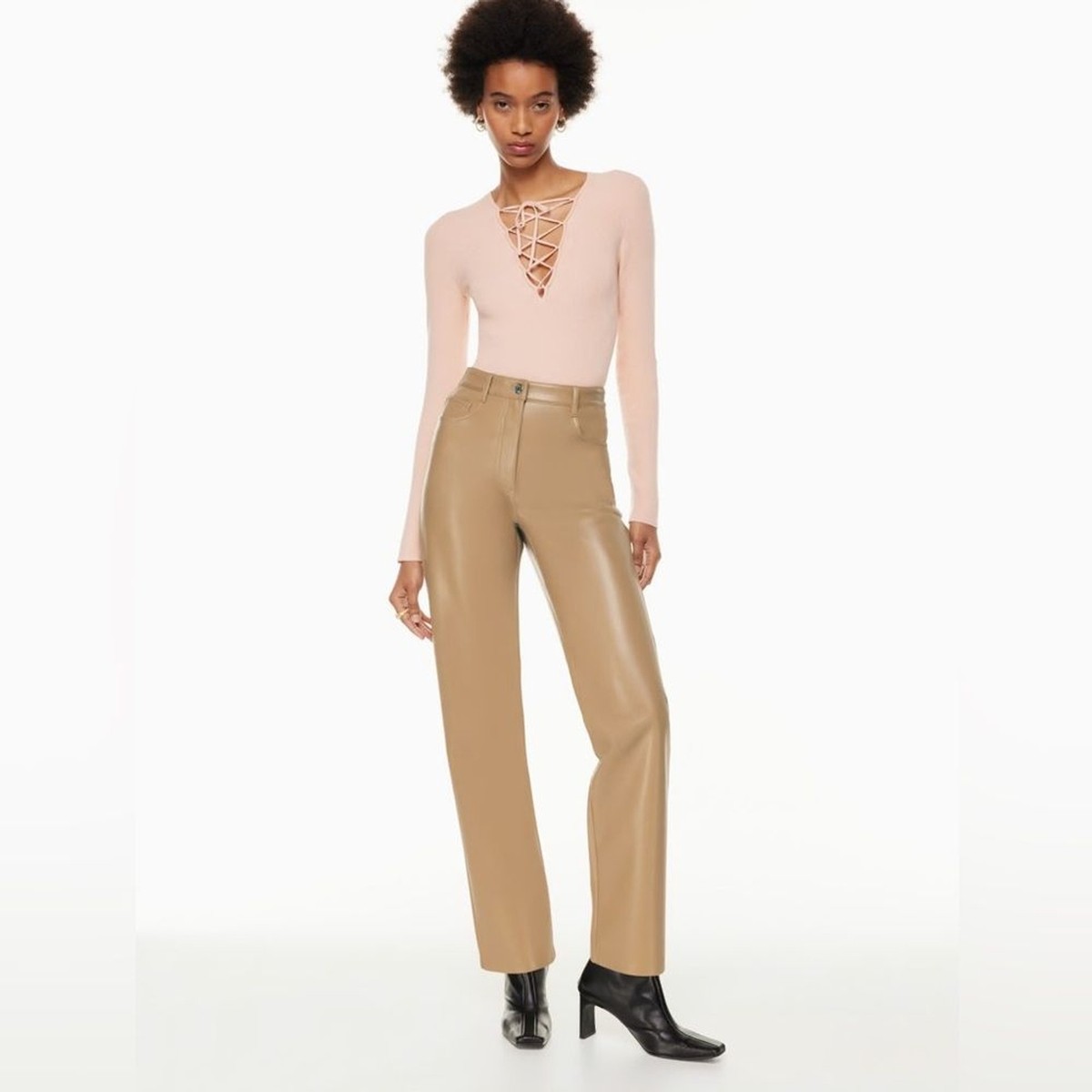 Wilfred Aritzia The Melina Faux Leather Pant Size 0 Inseam 30 Tan  display picture 1
