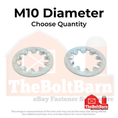 M10 Class 10 Internal Tooth Lock Washers Zinc Clear (Pick Quantity)