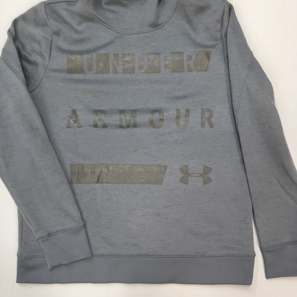 Moletom Under Armour feminino com capuz solto gola alta coldgear tamanho M gráfico - Imagem 3 de 4