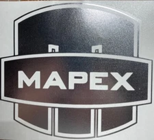 Mapex Drums New logo 6" X 5.5" MIRROR CHROME vinyl sticker, decal for bass drum,