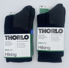Thorlo Kx Max Padding Hiking Socks Black Mens Crew MED Made In USA , 2 Pair New